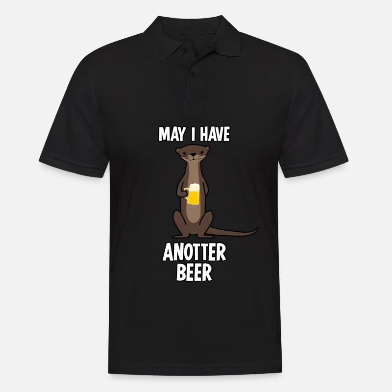 Otter mit Bier - Männer Poloshirt - Schwarz