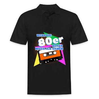 80s Disco 1980 80er Jahre - Männer Poloshirt - Schwarz - Vorne - Kai (181cm)