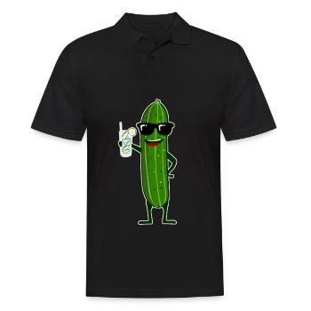 Gurke mit Cocktail Gurken - Männer Poloshirt - Schwarz - Vorne - Kai (181cm)