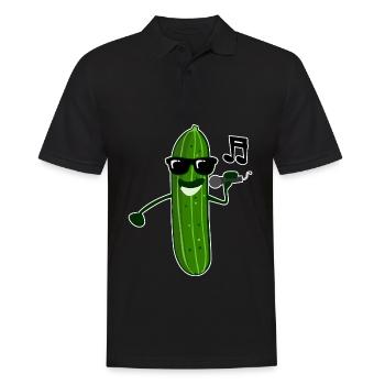 Gurke singt Sänger Gurken - Männer Poloshirt - Schwarz - Vorne - Kai (181cm)