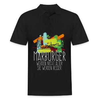 Marburg Stadt Gebäude Marburger - Männer Poloshirt - Schwarz - Vorne - Kai (181cm)