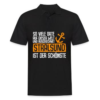 Stralsunder Spruch Stralsund - Männer Poloshirt - Schwarz - Vorne - Kai (181cm)