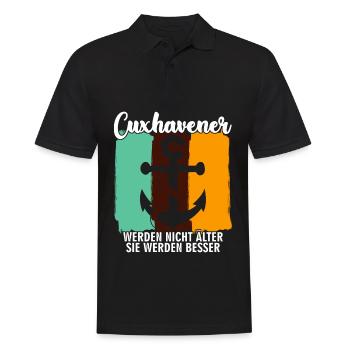 Cuxhaven retro Cuxhavener - Männer Poloshirt - Schwarz - Vorne - Kai (181cm)
