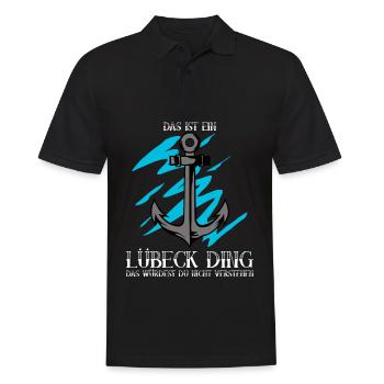 Lübeck Spruch mit Anker für Lübecker - Männer Poloshirt - Schwarz - Vorne - Kai (181cm)
