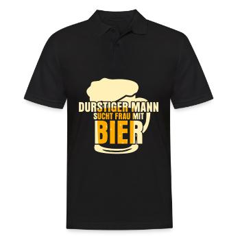 Bier Durstiger Mann Biertrinker - Männer Poloshirt - Schwarz - Vorne - Kai (181cm)