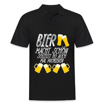 Bier macht schön Bierspruch - Männer Poloshirt - Schwarz - Vorne - Kai (181cm)