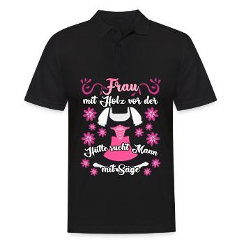 Single Frau Dirndl Party Alleinstehend - Männer Poloshirt - Schwarz - Vorne - Kai (181cm)