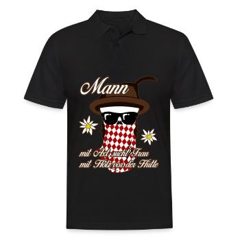 Single Mann Holz Alleinstehend - Männer Poloshirt - Schwarz - Vorne - Kai (181cm)