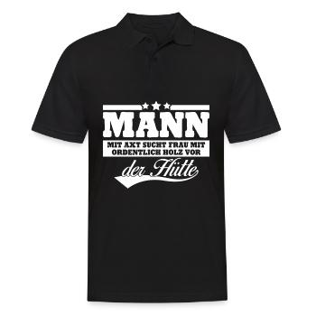 Single Mann mit Axt Alleinstehend - Männer Poloshirt - Schwarz - Vorne - Kai (181cm)