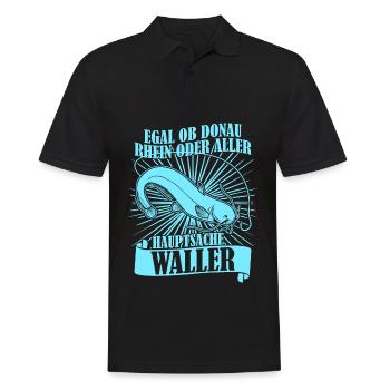 Waller Angeln Fisch Fischer Angler - Männer Poloshirt - Schwarz - Vorne - Kai (181cm)