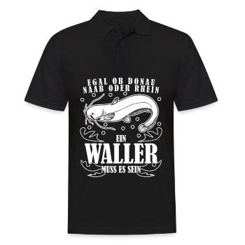 Waller Angler Angeln Fisch Fischer - Männer Poloshirt - Schwarz - Vorne - Kai (181cm)