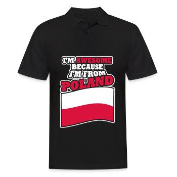 Pologne Pole Polska Drapeau polonais - Polo Homme - noir - Devant - Kai (181cm)
