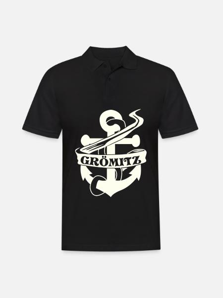 Grömitz Anker - Männer Poloshirt - Schwarz