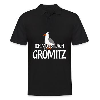 Ich muss nach Grömitz - Männer Poloshirt - Schwarz - Vorne - Kai (181cm)
