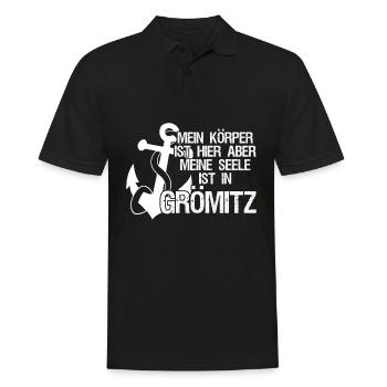 Grömitz Spruch mit Anker - Männer Poloshirt - Schwarz - Vorne - Kai (181cm)