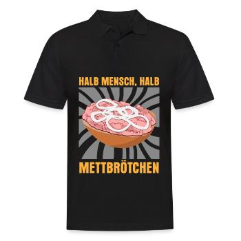 Mettbrötchen Hackfleisch Mettfleisch - Männer Poloshirt - Schwarz - Vorne - Kai (181cm)
