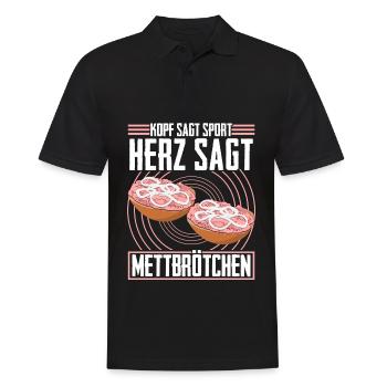 Hackfleisch Mett Mettbrötchen - Männer Poloshirt - Schwarz - Vorne - Kai (181cm)