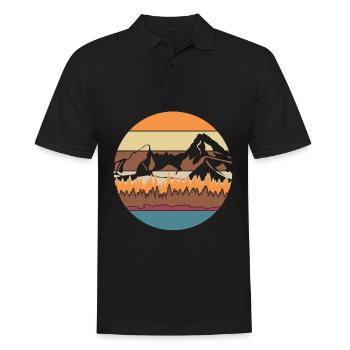 Watzmann Hiking Retro Watzmann Massif - Men's Polo Shirt - black - Front - Kai (181cm)