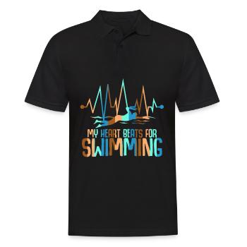 Schwimmer EKG Schwimmtrainer Schwimmen - Männer Poloshirt - Schwarz - Vorne - Kai (181cm)
