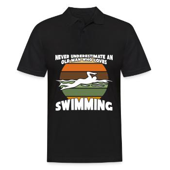Schwimmer alter Mann Schwimmtrainer - Männer Poloshirt - Schwarz - Vorne - Kai (181cm)