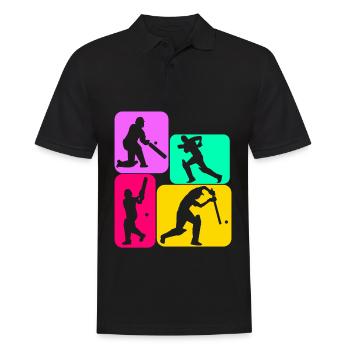 Cricket Cricketball Cricketspieler - Männer Poloshirt - Schwarz - Vorne - Kai (181cm)