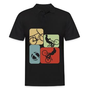 Radball Retro Radballer - Männer Poloshirt - Schwarz - Vorne - Kai (181cm)