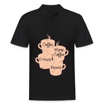 Kaffee und E-Mails Büro - Männer Poloshirt - Schwarz - Vorne - Kai (181cm)