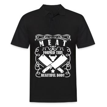 Boucher boucher de boucherie grillé de viande - Polo Homme - noir - Devant - Kai (181cm)