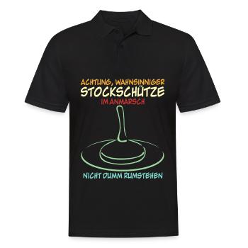 Stockschießen Stockschütze Eisstock - Männer Poloshirt - Schwarz - Vorne - Kai (181cm)