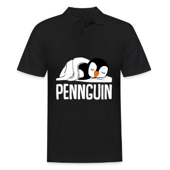 Müder Pinguin schläft im Bett - Männer Poloshirt - Schwarz - Vorne - Kai (181cm)