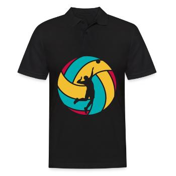 Volleyball retro Ball Volleyballer - Männer Poloshirt - Schwarz - Vorne - Kai (181cm)