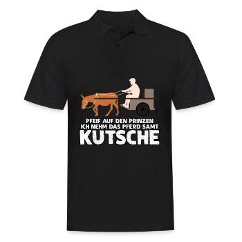 Kutsche Pferdekutsche Witz Kutscher - Männer Poloshirt - Schwarz - Vorne - Kai (181cm)