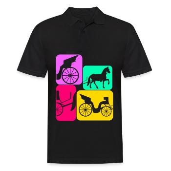 Kutsche Pferdekutsche retro Kutscher - Männer Poloshirt - Schwarz - Vorne - Kai (181cm)