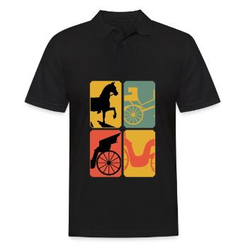 Kutsche Pferdekutsche Fuhrmann Kutscher - Männer Poloshirt - Schwarz - Vorne - Kai (181cm)
