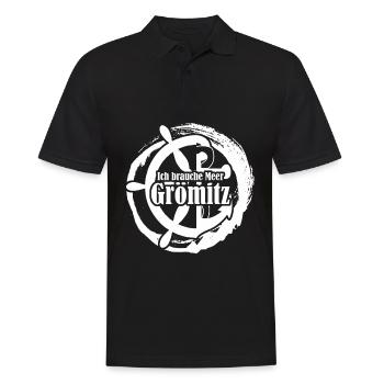 Grömitz Meer Ostsee - Männer Poloshirt - Schwarz - Vorne - Kai (181cm)