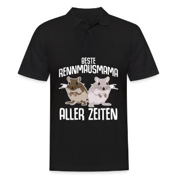 Rennmausmama mit Rennmäusen - Männer Poloshirt - Schwarz - Vorne - Kai (181cm)