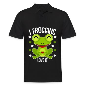 Frösche niedlicher Frosch - Männer Poloshirt - Schwarz - Vorne - Kai (181cm)