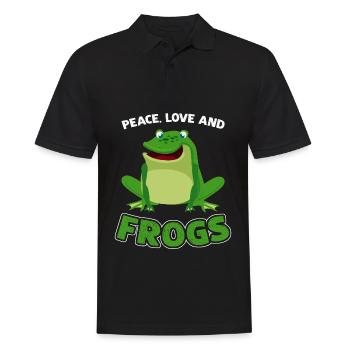Peace Love et grenouilles - Polo Homme - noir - Devant - Kai (181cm)