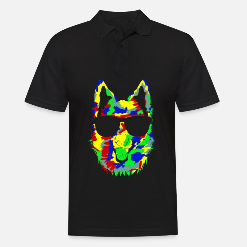 Weisser Schäferhund mit Sonnenbrille - Männer Poloshirt - Schwarz