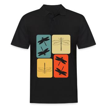 Libellules insectes rétro Libellule - Polo Homme - noir - Devant - Kai (181cm)