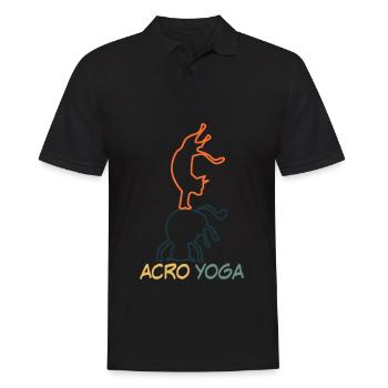 Acroyoga Acro Yoga mit Katze - Männer Poloshirt - Schwarz - Vorne - Kai (181cm)