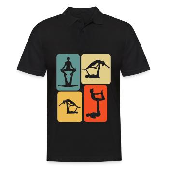Acro Yoga Retro Acroyoga - Männer Poloshirt - Schwarz - Vorne - Kai (181cm)