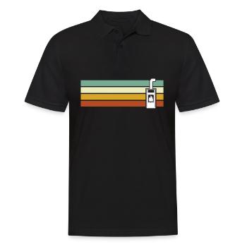 Fireplace Retro Stove Woodburning stove - Men's Polo Shirt - black - Front - Kai (181cm)