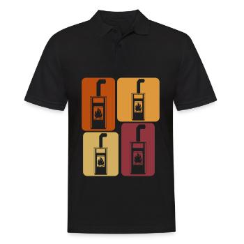 Kamin Ofen Brennholz Retro Kaminofen - Männer Poloshirt - Schwarz - Vorne - Kai (181cm)