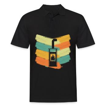 Kaminofen Kamin Retro Ofen - Männer Poloshirt - Schwarz - Vorne - Kai (181cm)