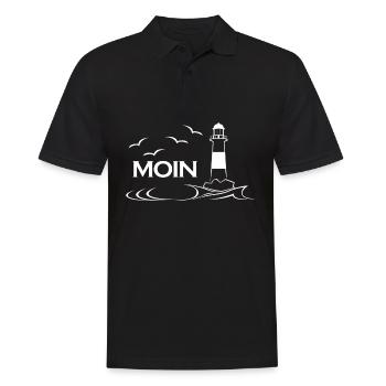 Moin Leuchtturm Nodesee Norddeutsch - Männer Poloshirt - Schwarz - Vorne - Kai (181cm)