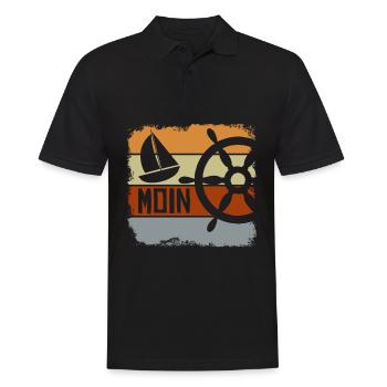 Moin Segeln Segelboot Retro Norddeutsch - Männer Poloshirt - Schwarz - Vorne - Kai (181cm)