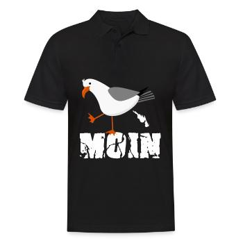Moin Nodesee Möwe Norddeutsch - Männer Poloshirt - Schwarz - Vorne - Kai (181cm)