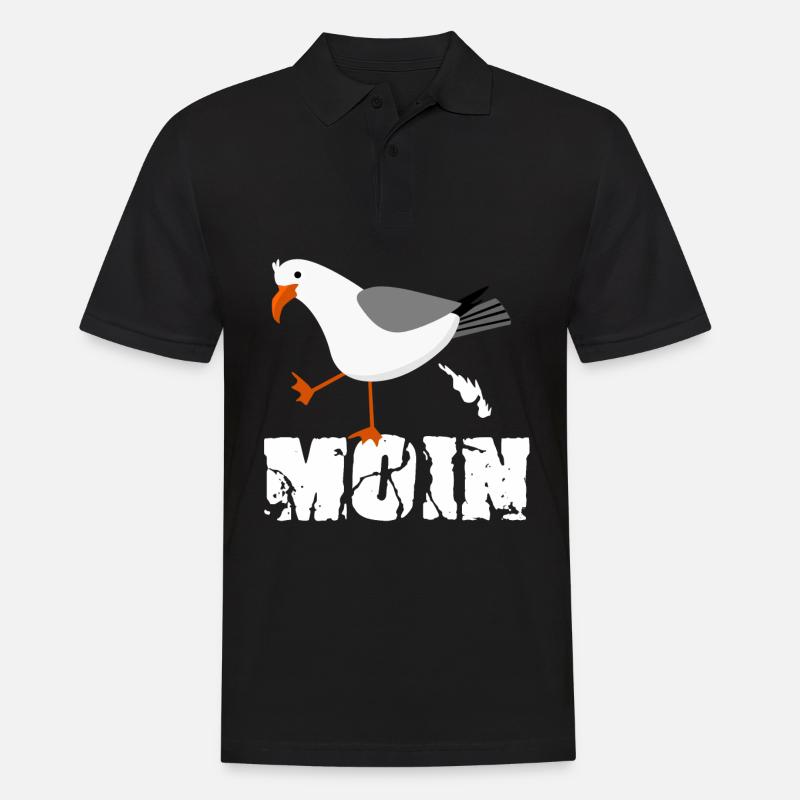 Moin Nodesee Möwe Norddeutsch - Männer Poloshirt - Schwarz