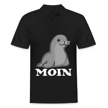 Moin Robbe Seehund Nordsee Norddeutsch - Männer Poloshirt - Schwarz - Vorne - Kai (181cm)